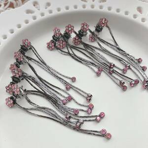 ８個セット ヘアクリップ ラインストーン 髪飾り　ピンク　爪クリップ　キラキラ　未使用品☆Vintage jewelry accessories　k0324