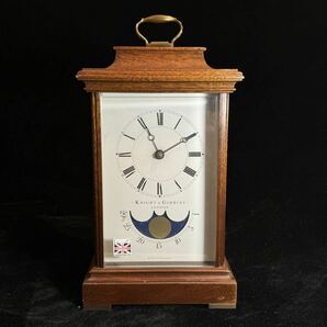 KNIGHT&GIBBINS LONDON 置時計 木製 面取りガラス クオーツ Made in England アンティーク ヴィンテージ 置き時計 ムーンフェイズの画像1
