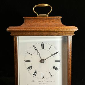KNIGHT&GIBBINS LONDON 置時計 木製 面取りガラス クオーツ Made in England アンティーク ヴィンテージ 置き時計 ムーンフェイズの画像6
