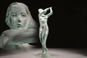 【善古堂】某有名収集家買取品 時代物 ブロンズ 裸女・西洋女性 西洋彫刻 インテリア　骨董品 古美術0325-85H07