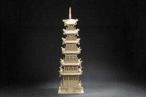 【善古堂】某有名収集家買取品 時代物 特種白材 巨大国寶東大寺五重塔置物105CM傷あり インテリア 骨董品 古美術 0306-35H10