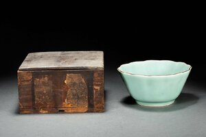 [. old .]. famous collection house purchase goods Edo era culture 7 . year 10 month . attaching landscape . celadon tea cup tea utensils antique goods old fine art 0410-122H0