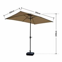 Square Beach Umbrella, With Crank And Slope, 6 Ribs, Aluminum Alloy Non-rust Garden Umbrella, Used For Terrace, Lawn, Backyard_画像3