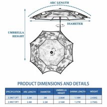 ビーチパラソル 風に強い 晴れ 雨 二重目的 ビーチパラソル、 クリエイティブアート印刷 360°回転 フィッシングパラソル、 収納袋 (Color_画像7