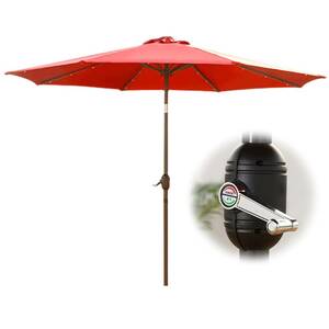 2.7m/9ft Solar Umbrella, LED Lighting Garden Patio Umbrellas, Outdoor Restaurant Market Table Parasol, with Tilt Button and