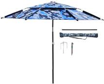 JSY フィッシングテント 釣り傘の多目的屋外パラソルガーデンビーチのための防水太陽雨の保護風力装置のための傘 釣り部品 (Color : Blue,_画像1