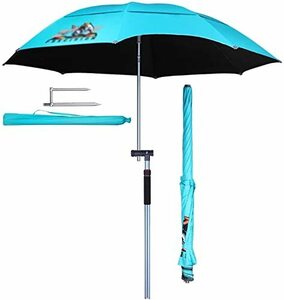 JSY フィッシングテント ポータブル釣り傘ビーチパラソル床ダボ付き屋外日陰 釣り部品 (Color : Lake-blue, Size :