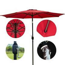1 個のガーデンパラソル傘、傾斜サンシェード傘、8 つの頑丈なリブ付き防水日焼け防止日傘_画像3