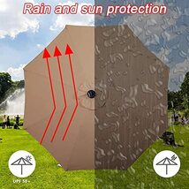 270cm ガーデンパラソル傘、クランクハンドル付き屋外防雨傘、バルコニー用日傘 (オフホワイト_画像3