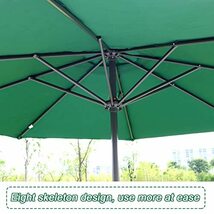 270CM Utdoor 傘キャノピー、ガーデンパラソル傘、クランクハンドル付き雨防風傘 日傘 (ダークグリーン_画像2