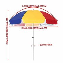 Colored Garden Parasol, Round Beach Umbrella, Height-adjustable, for Courtyard, Balcony, Lawn, Camping_画像7