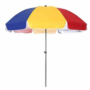 Colored Garden Parasol, Round Beach Umbrella, Height-adjustable, for Courtyard, Balcony, Lawn, Camping