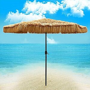 Heavy Duty Beach Umbrella, 2.7m/9ft Large Garden Patio Market Table Umbrellas, with Sturdy Ribs, Tropical Hawaiian Style, No Base