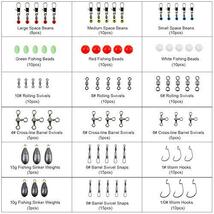 LIHAO 釣り道具 釣具 160点入 スイベル スナップ 釣りフック 釣りセット 仕掛け ケース付き_画像3