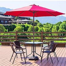 Red Garden Umbrella, Outdoor Patio Sunbrella, Market Table Parasol, Waterproof Polyester Fiber Cloth, Ventilation and Sun_画像5