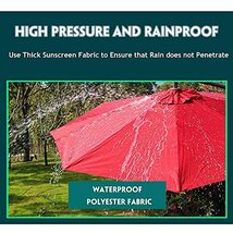 Red Garden Umbrella, Outdoor Patio Sunbrella, Market Table Parasol, Waterproof Polyester Fiber Cloth, Ventilation and Sun_画像7