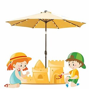 Round Patio Umbrella, Outdoor Solar Parasol, Tilt Adjustment, Anti-fading Fabric, 2.7m/9ft Umbrellas Sunbrella, For Lawn Swimming