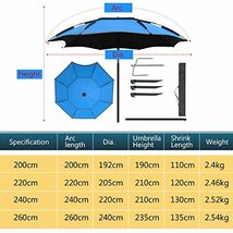 屋外釣り傘防水サンシェード多目的ガーデンパラソル傘、99%シェーディング、360°傾斜 (ブルー_画像6