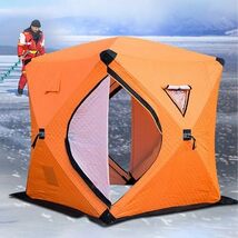 氷上釣りテント サウナテント ポップアップテント 50秒簡単設置 180×180×210cm 3-4人用 収納袋付き (Color :_画像1