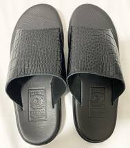 【AS 22058】1円スタート ISLAND SLIPPER アイランドスリッパ（US8/25.5～26cm）ブラック レザー スウェード スリッパ サンダル 靴 現状品_画像2