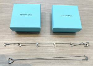 [JBI 5205]1 иен старт Tiffany&Co. Tiffany колье 2 пункт суммировать SV925 износ иметь женский аксессуары с коробкой текущее состояние товар 