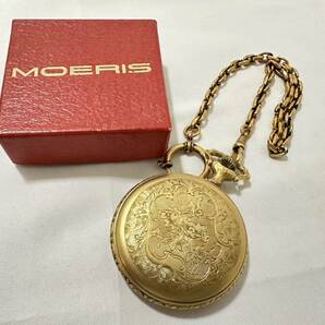 【AS 22376】1円スタート 稼働品 MOERIS モーリス Replica 懐中時計 手巻き スモールセコンド ゴールドカラー アンティーク 箱有 現状品の画像1