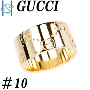  Gucci Icon ring K18YG #10 futoshi . wide men's unisex stone none metal only brand GUCCI free shipping beautiful goods used SH108473