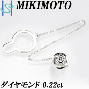  Mikimoto diamond pin brooch 0.22ct Pt950 one bead stone brand MIKIMOTO free shipping beautiful goods used SH107515