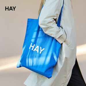 HAY　TOTE　ブルー白ロゴ　トートバッグ　エコバッグ　北欧