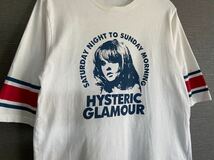 HYSTERIC GLAMOUR ヒステリックグラマー ガールプリント アームライン 五分丈 クルーネック 半袖 Tシャツ L 白 トップス キムタク メンズ_画像4