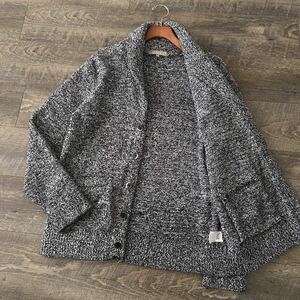 UNITED ARROWS ユナイテッドアローズ ふんわりパイル生地 メランジ ショールカラー ニット ジャケット M グレー カーディガン メンズ