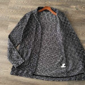 大きいサイズ50(XL) JOSHPH HOMME ジョセフオム 肉厚 スタンドカラー ショールカラー メランジ ニットジャケット 黒白 カーディガン メンズ