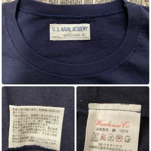 未使用 日本製 WAREHOUSE ウエアハウス U.S NAVAL ACADEMY Tシャツ 40 アメリカ 海軍 士官学校 ライセンス ネイビー L サイズ 程度の画像10