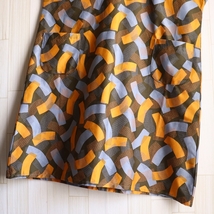 幾何学模様 ワンピース ポケット付き 黄色 水色 モスグリーン 綿100％ 大きいサイズ ハンドメイド_画像7