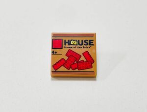 【新品未使用】レゴ　LEGO　プリント　タイル　2x2 HOUSE　ロゴ　Home of the brick ２×２　ミディアムヌガー