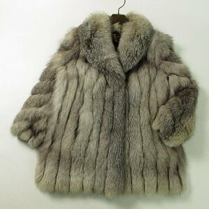 売切り!!★r6fu042307★AKASAKA FUR 金サガ SAGA FOX ブルーフロストフォックス 斜め段袖 セミロングコート 着丈83cm 13号