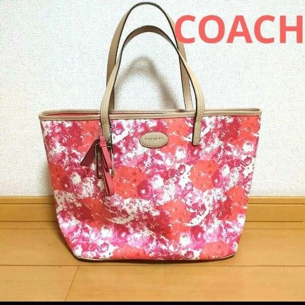 COACH コーチ PVC トートバッグ バッグ ハンドバッグ ピンク　レッド