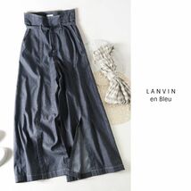 2.4万☆超美品☆ランバン LANVIN☆洗える リネンコットン混 ハイウエストデニムパンツ 38サイズ☆C-K 2289_画像1