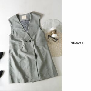 1.4万☆メルローズ MELROSE☆すっきりとノーカラーで仕上げたミディアム丈ジレ☆M-S 2185