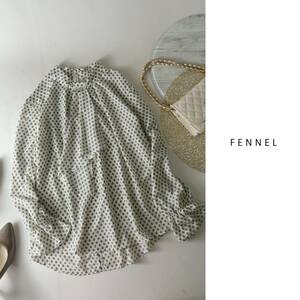 超美品☆フェンネル FENNEL☆洗える スタンドカラー ボウタイブラウス 9サイズ 日本製 SCOT CLUB☆M-B 2371