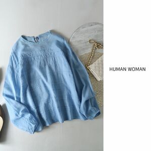  Human Woman HUMAN WOMAN*...linen Blend back ribbon no color blouse M size *M-S 2638