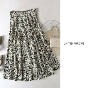 1.8万☆ユナイテッドアローズ UNITED ARROWS☆洗える レオパード柄 フレアスカート 38サイズ 日本製☆A-O 1801