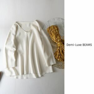 デミルクス ビームス Demi-Luxe BEAMS☆洗える Vネックブラウス 38サイズ 日本製☆C-K 2705