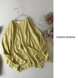 ヒューマンウーマン HUMAN WOMAN☆洗える コットン クルーネックカーディガン Lサイズ☆C-K 2739