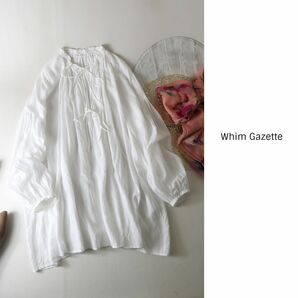 2.3万☆ウィム ガゼット Whim Gazette☆洗える フロントスキッパーギャザーオーバーブラウス フリーサイズ 日本製☆M-S 2618の画像1