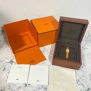 j464 HERMES エルメス Hウォッチ ダイヤベゼル HH1.131 クォーツ レディース 箱付き 社外ベルト 不動の画像1