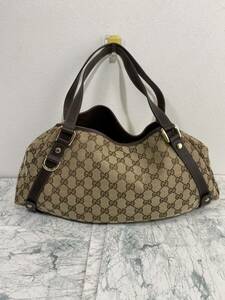 j663 GUCCI グッチ GGキャンバス アビー レザー トート バッグ 