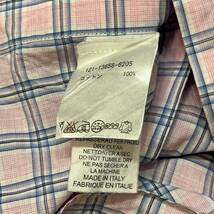 【 ETRO 】 希少 イタリア 製 チェック 柄 クレリック シャツ 43 L ビッグ サイズ ピンク l/s shirt エトロ_画像8