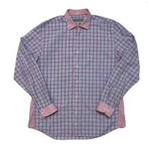 【 ETRO 】 希少 イタリア 製 チェック 柄 クレリック シャツ 43 L ビッグ サイズ ピンク l/s shirt エトロ_画像1
