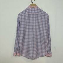 【 ETRO 】 希少 イタリア 製 チェック 柄 クレリック シャツ 43 L ビッグ サイズ ピンク l/s shirt エトロ_画像3